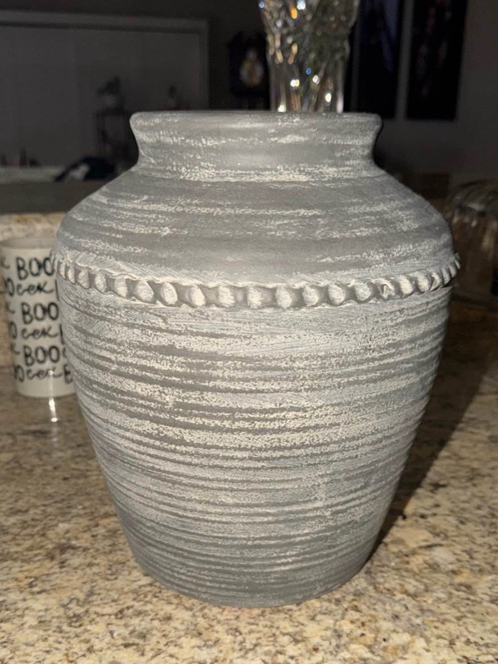 Gray Textured Ceramic Vase - Home Accents